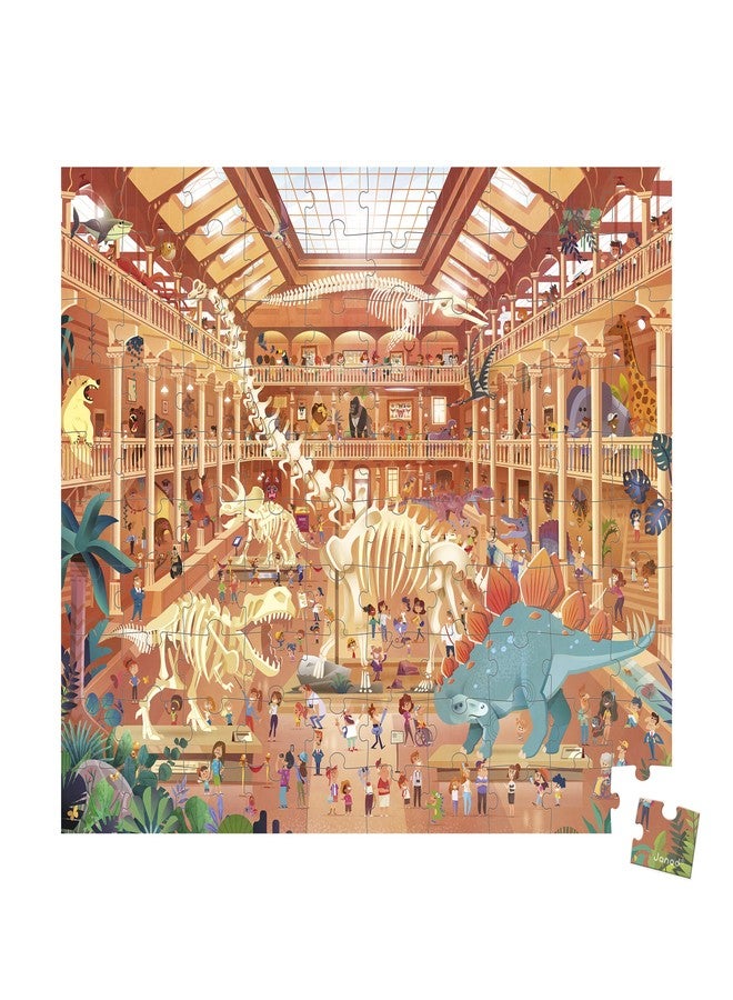 Janod 100 Piece Children’s Jigsaw Puzzle - Natural History Museum - Giftable Carrying Case with Fabric Handle - Learning and Exploration - Ages 6-10 Years - J02537 - Image 2